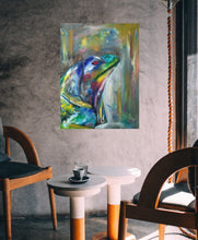 Lade das Bild in den Galerie-Viewer, B008 - Ölbild: farbenfrohe Eidechse