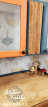 Load image into Gallery viewer, 1241 Buffetschrank Retro - Rauchblau / Orange und Gelb