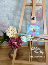 Lade das Bild in den Galerie-Viewer, B014 - Minibild / Ölbild: Quietscheenten Unfall