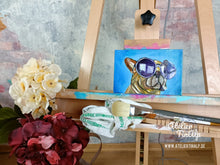 Lade das Bild in den Galerie-Viewer, B013 - Minibild / Ölbild: Dog with Sunglases