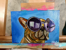 Lade das Bild in den Galerie-Viewer, B013 - Minibild / Ölbild: Dog with Sunglases