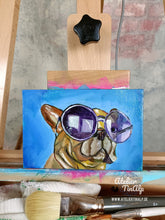 Lade das Bild in den Galerie-Viewer, B013 - Minibild / Ölbild: Dog with Sunglases