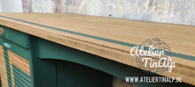 Load image into Gallery viewer, 1271 - Retro Schreibtisch - Mid Century - Grün / Gold / Holz