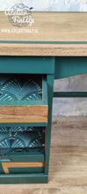 Load image into Gallery viewer, 1271 - Retro Schreibtisch - Mid Century - Grün / Gold / Holz