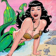 Load image into Gallery viewer, Bubblegum Yum - Decoupage Kunst Papier - Betty Mermaid Pinup - verschiedene Größen