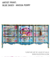 Load image into Gallery viewer, Bubblegum Yum - Decoupage Kunst Papier - Blue Skies Floral - verschiedene Größen