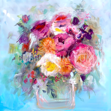 Load image into Gallery viewer, Bubblegum Yum - Decoupage Kunst Papier - Blue Skies Floral - verschiedene Größen