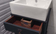 Load image into Gallery viewer, 1032 Antiker Waschbeckenschrank mit Aufsatzwaschbecken