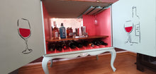 Load image into Gallery viewer, 1045 Barschrank / Weinbar in hellblau mit Strichzeichnung