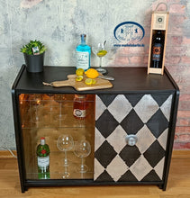 Load image into Gallery viewer, 1143 - Barschrank matt Schwarz mit Silber