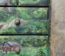 Load image into Gallery viewer, 1196- Kommode mit Landschaftsbild - handgemalt