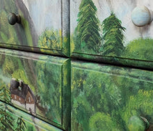 Load image into Gallery viewer, 1196- Kommode mit Landschaftsbild - handgemalt