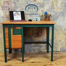 Load image into Gallery viewer, 1206 - Retro Schreibtisch - Mid Century - Grün / Gold / Holz