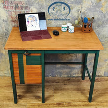 Load image into Gallery viewer, 1206 - Retro Schreibtisch - Mid Century - Grün / Gold / Holz