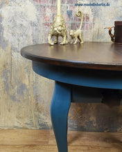 Load image into Gallery viewer, 1216 Beistelltisch klassisch in Petrol, Gold und Holzoptik