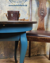 Load image into Gallery viewer, 1216 Beistelltisch klassisch in Petrol, Gold und Holzoptik