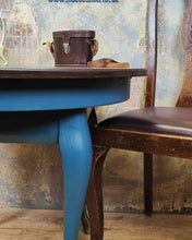 Load image into Gallery viewer, 1216 Beistelltisch klassisch in Petrol, Gold und Holzoptik