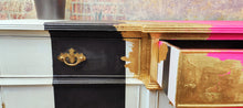 Load image into Gallery viewer, 1221 Sideboard / Kommode Neonpink, Gold und Streifen