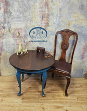 Load image into Gallery viewer, 1216 Beistelltisch klassisch in Petrol, Gold und Holzoptik