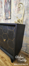 Load image into Gallery viewer, 1223 Barschrank matt Schwarz mit Gold Hexagon
