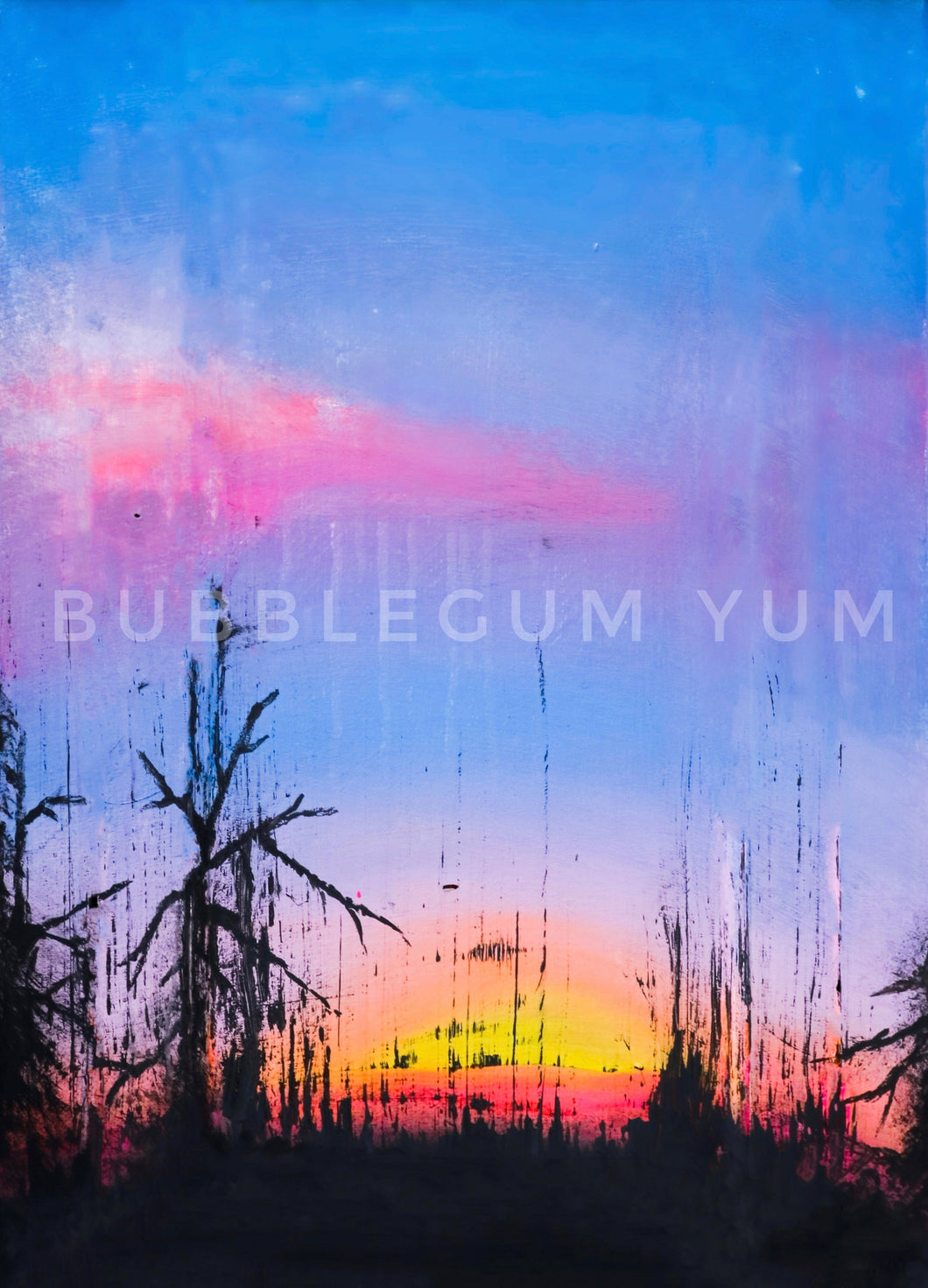 Bubblegum Yum - Decoupage Kunst Papier - Sad Little Trees - verschiedene Größen