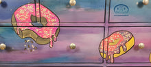 Load image into Gallery viewer, 1197 Sideboard &quot;Astrodonut&quot; handbemalt mit Astronaut / Donuts und Bagger
