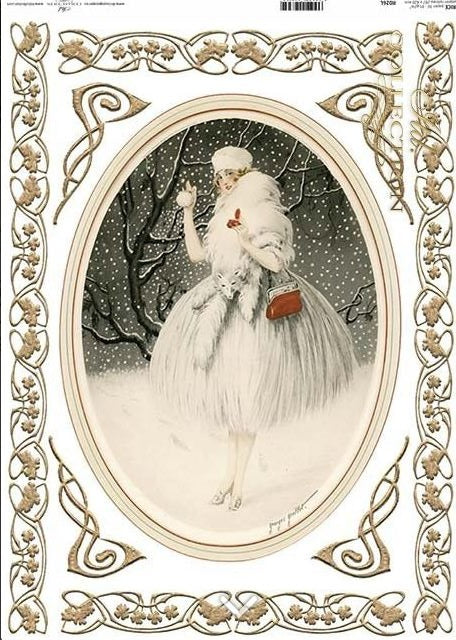 Decoupage-Papier Lady in White