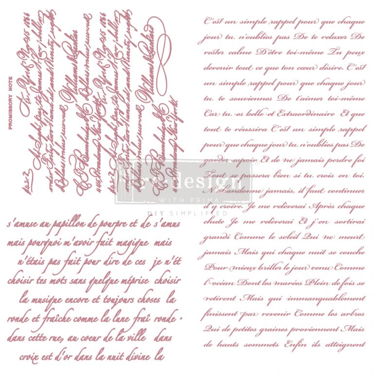 Re Design with Prima - Stamps / Stempel - Vintage Script - 3 teilig 30,5 cm x 30,5 cm